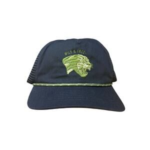 OddJob BIG FLAT BILL UNSTRUCTURED ROPE MESH HAT Black “Wild and Free” Size XXL